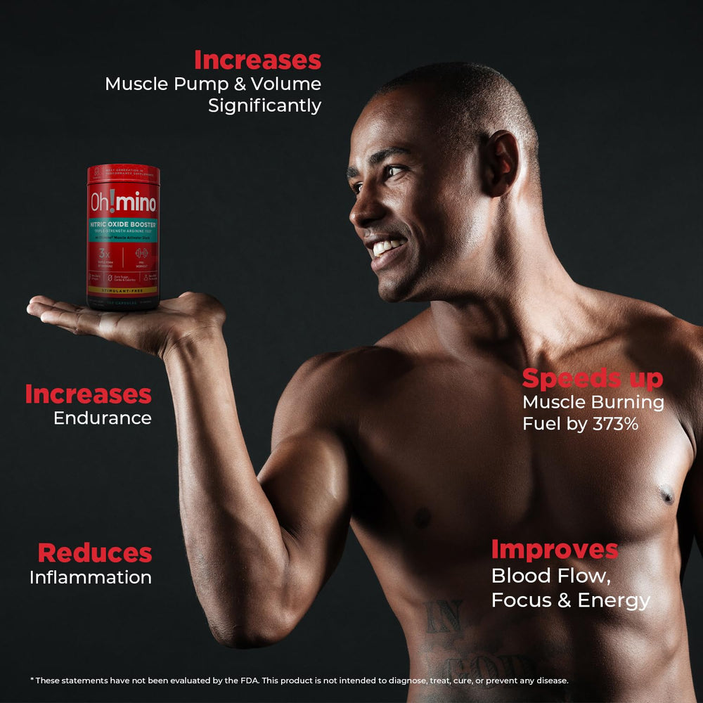 Oh!mino capsules close-up shows clean, vegan-friendly supplement.