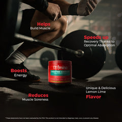 Oh!mino Creatine Complex label highlights vegan, gluten-free, non-GMO formulation.