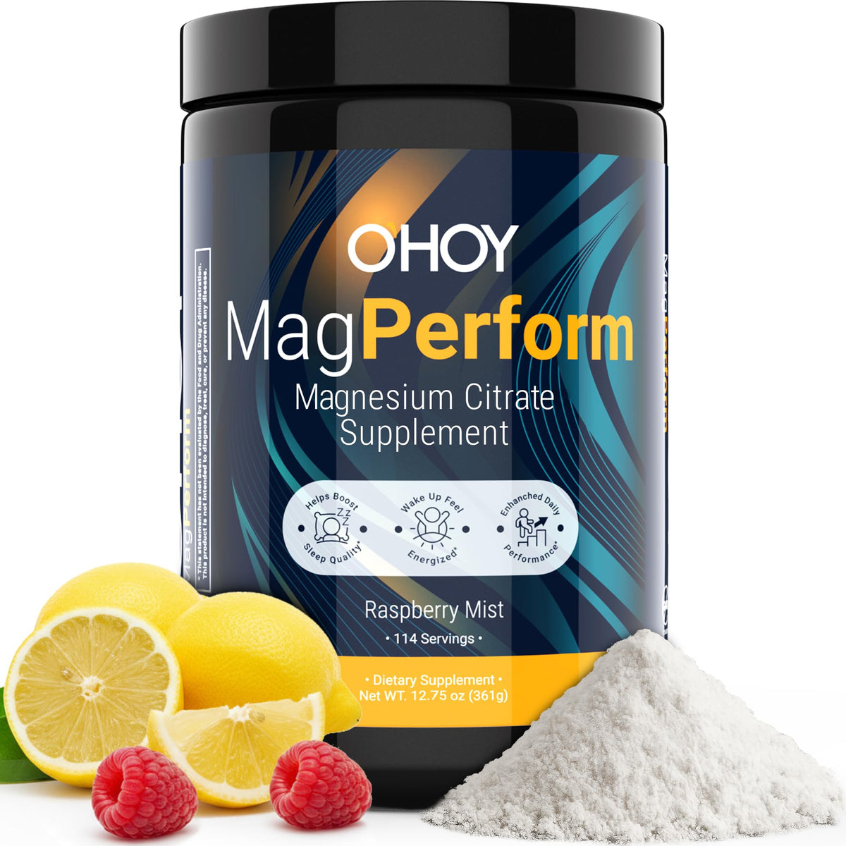 Ohoy MagPerform bottle in raspberry lemon flavor for calm drinks.