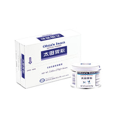 Spoon and water with Ohta's Isan Antacid Powder for quick daily dosing.