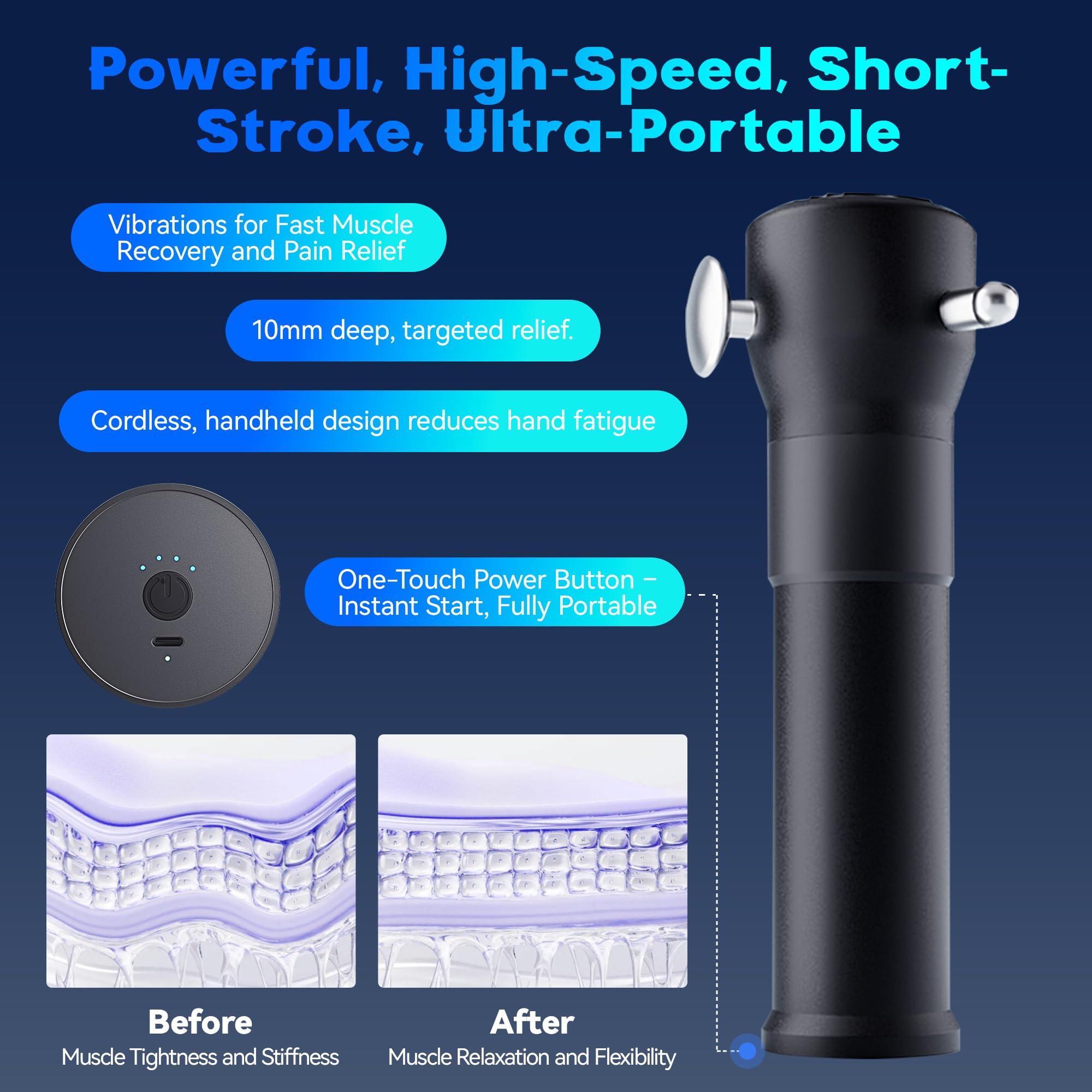OIey OLEY cordless massager powered by 2500mAh battery for extended sessions.