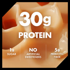 Oikos Salted Caramel Protein Shake nutrition label with vitamins A and D.