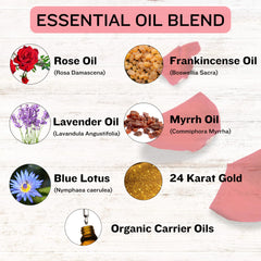 Applying Oil Of Kings Rose Roll-On to temples for mood calm