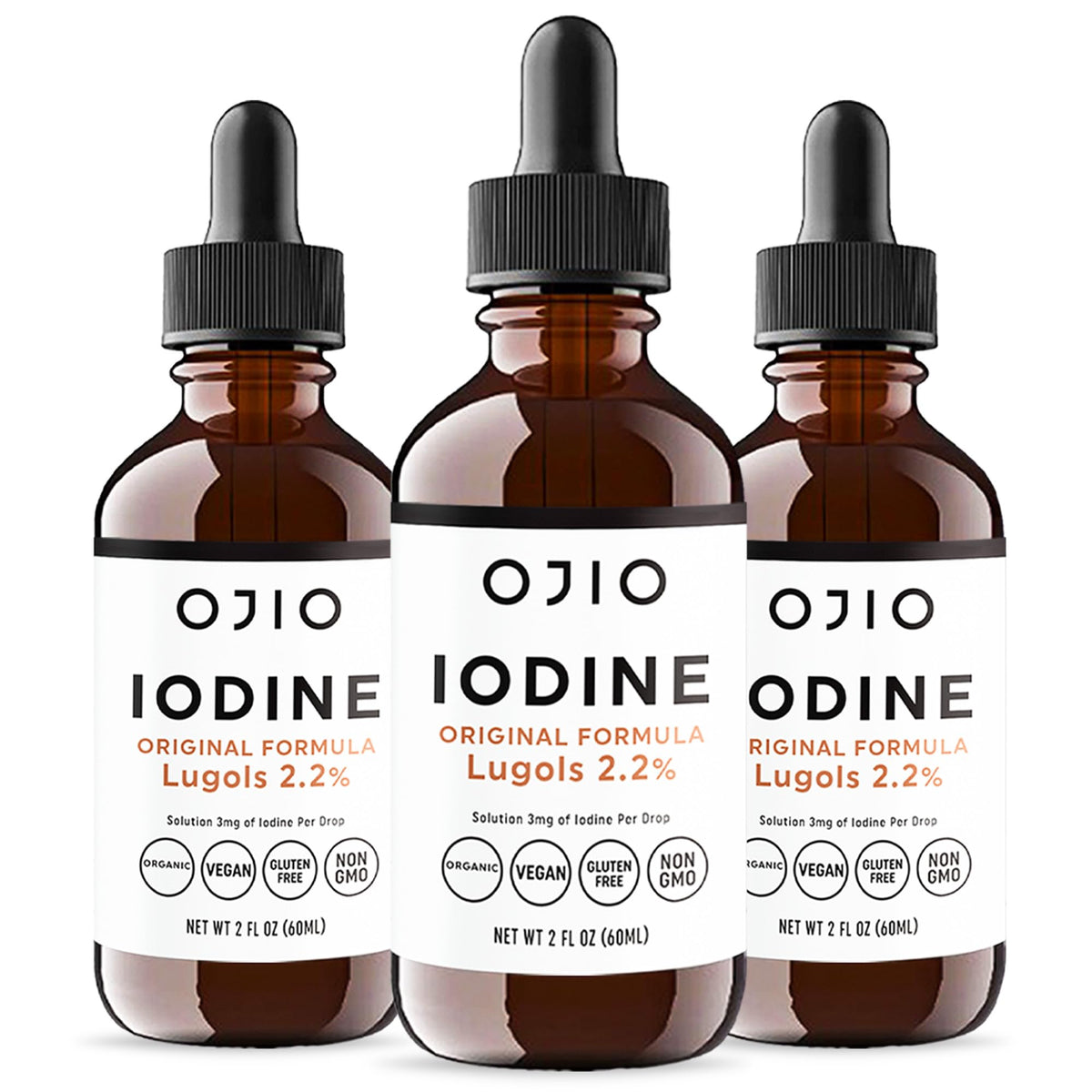 Ojio Lugol's Iodine solution bottle pour shows easy daily dosing