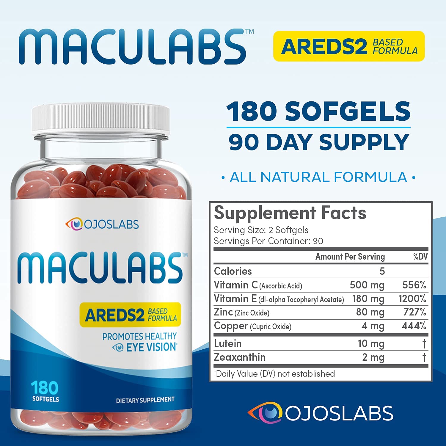 OjosLabs bottle on desk with glasses for daily eye health routine