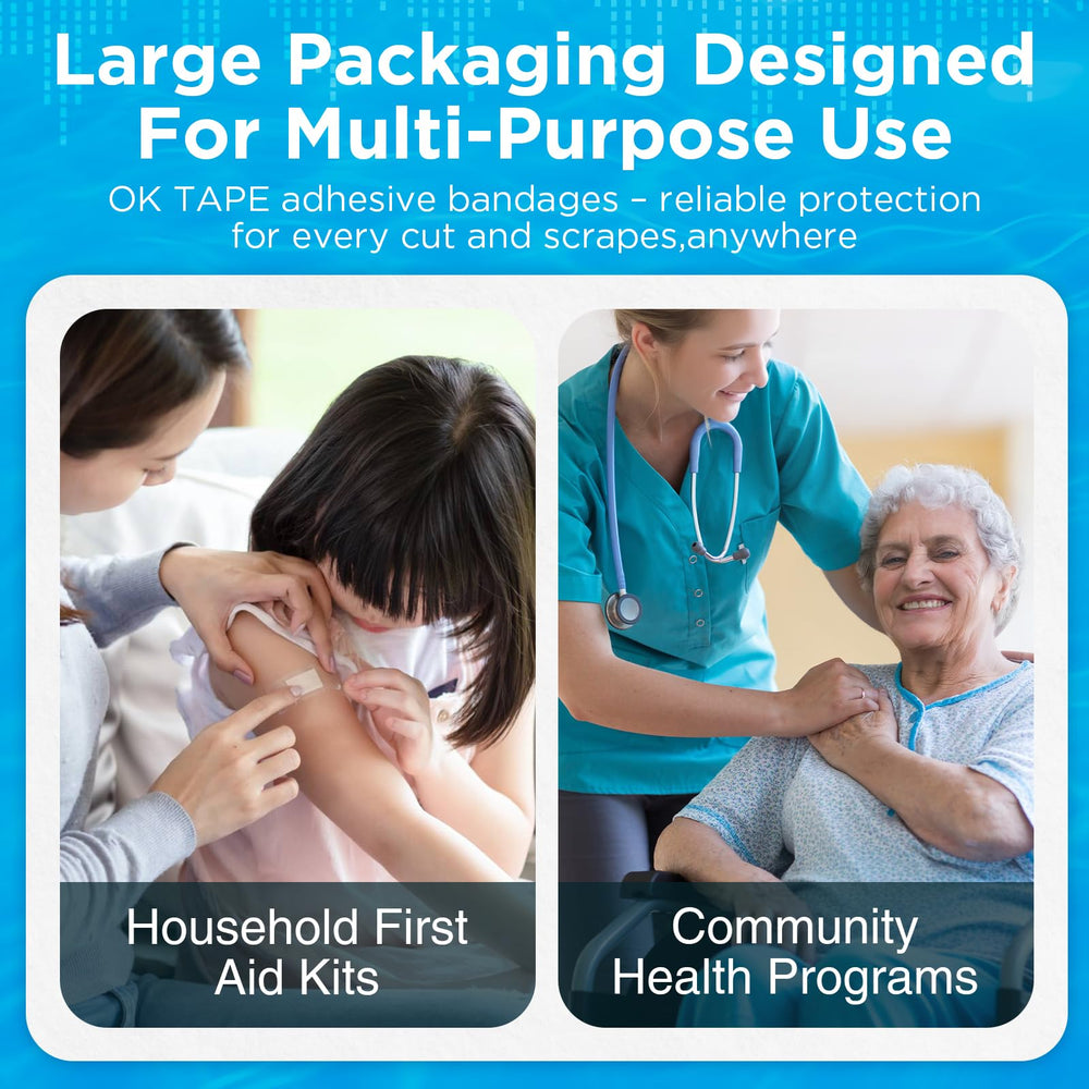 OK TAPE sterile strips protect minor injuries in classrooms and clinics.