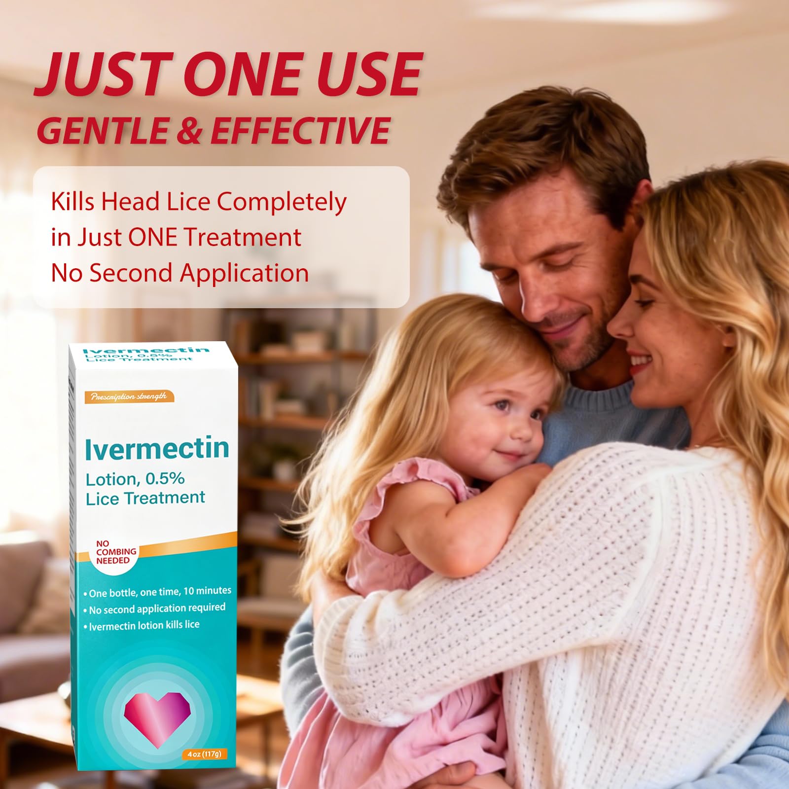 OKARZY lice treatment application on scalp for quick, straightforward use.