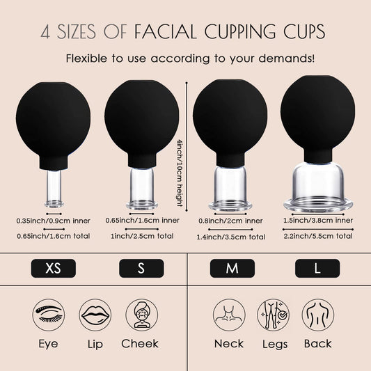 okmaba face cupping cups in use on the cheek area for gentle lifting.