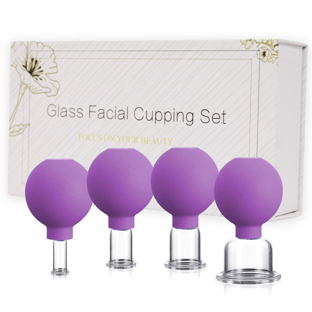 Okmaba glass facial cupping set with four cups in box for home use.
