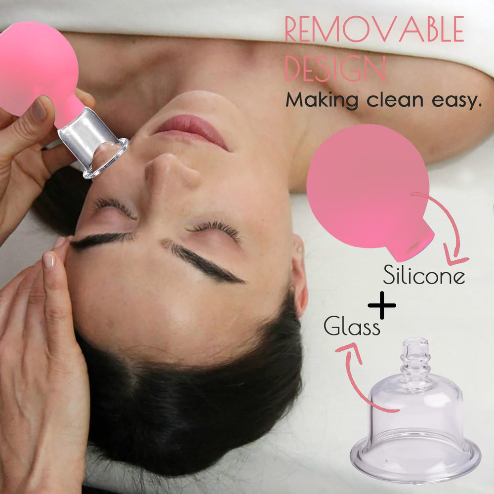 Okmaba pink glass cups in use with oil for smooth gliding.