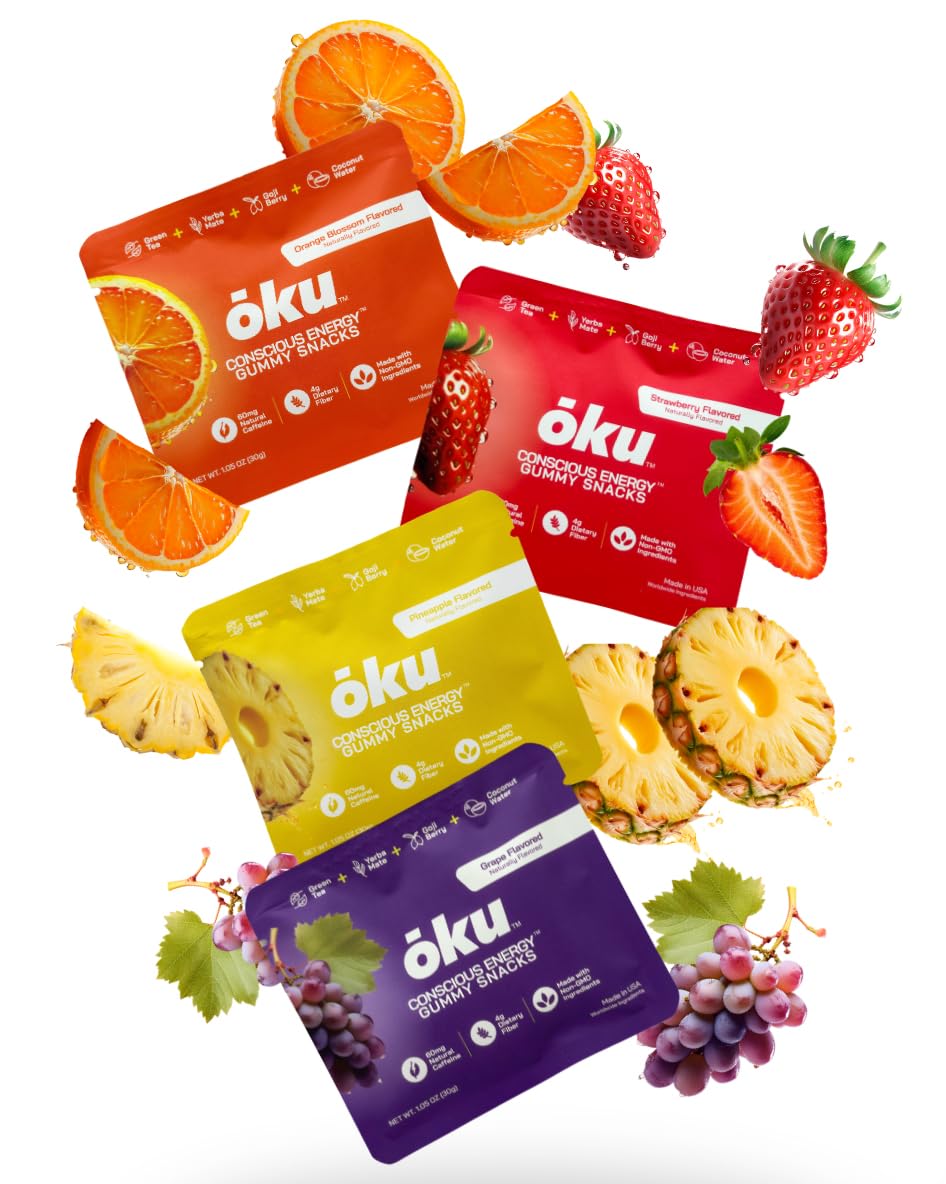 OKU functional energy chews bottle for on-the-go focus and steady energy.