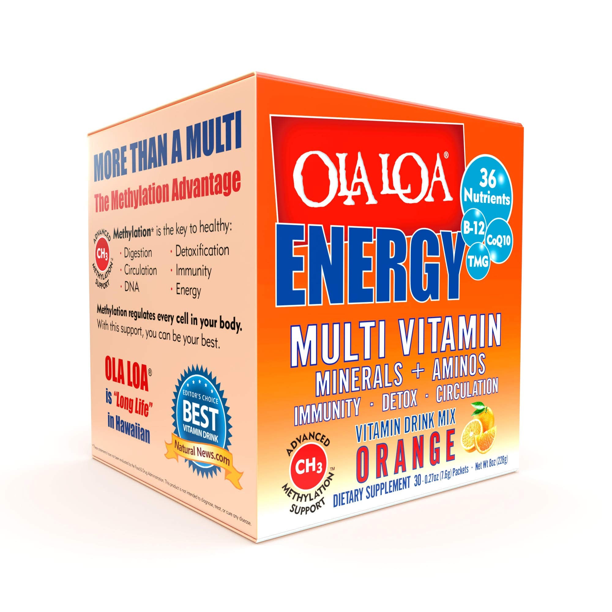 Ola Loa Energy Orange dissolving packet for quick daily vitamin boost
