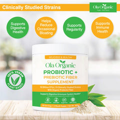 Ola Organic Max Strength Probiotic Powder mixing into smoothie for convenience