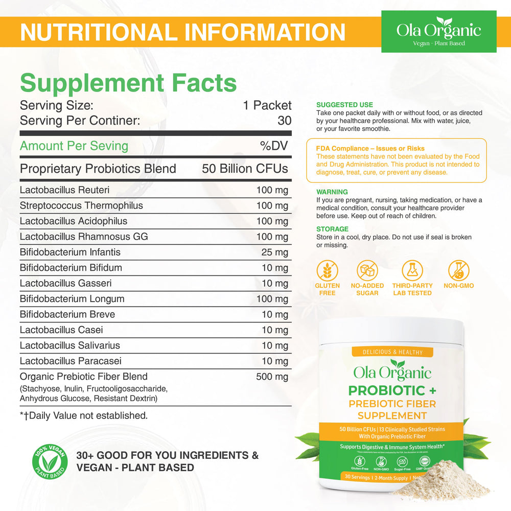 Ola Organic Probiotic Powder pouring into water for easy daily intake