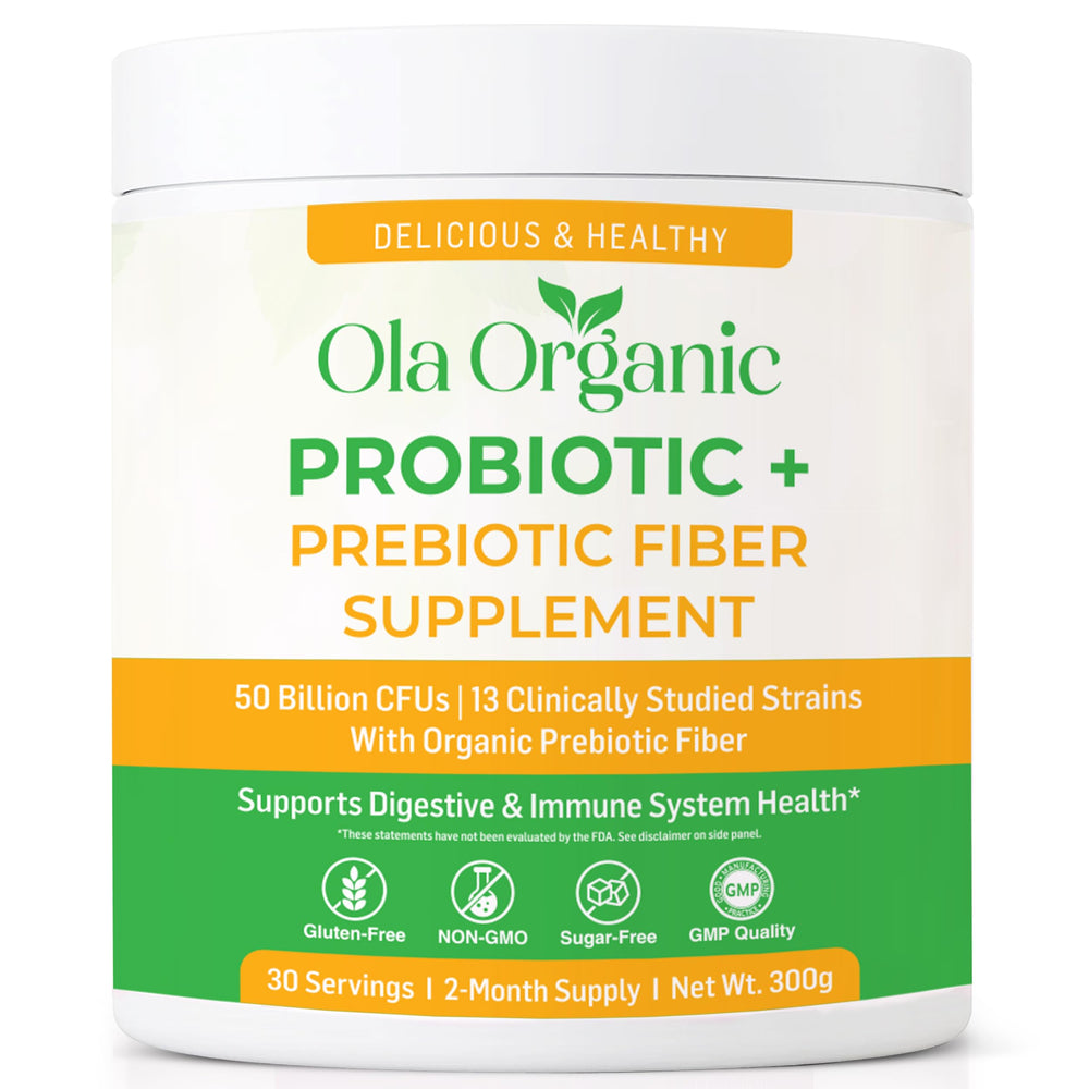 Ola Organic Max Strength Probiotic Powder tub for daily gut support