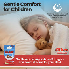 Olbas Breathe Easy Patches near a bed, ideal for overnight congestion relief.