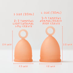 Oldam Freely menstrual cup color closeup showing soft peach shade