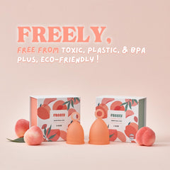 Oldam Freely menstrual cup compact packaging for on-the-go storage