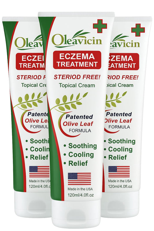 Oleavicin Eczema Cream 3-Pack front view for convenient daily use.