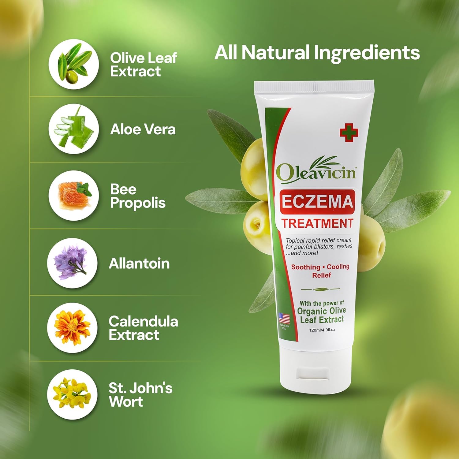 Oleavicin organic olive leaf extract visual emphasizes natural, nourishing skincare.