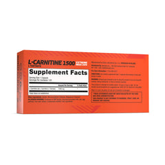 OLIMP L-Carnitine 1500 capsules close-up showing 1000 mg per capsule.