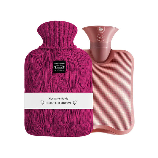 OliviaLiving hot water bottle 2l burgundy front view cozy warmth