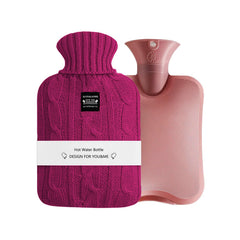OliviaLiving hot water bottle 2l burgundy front view cozy warmth