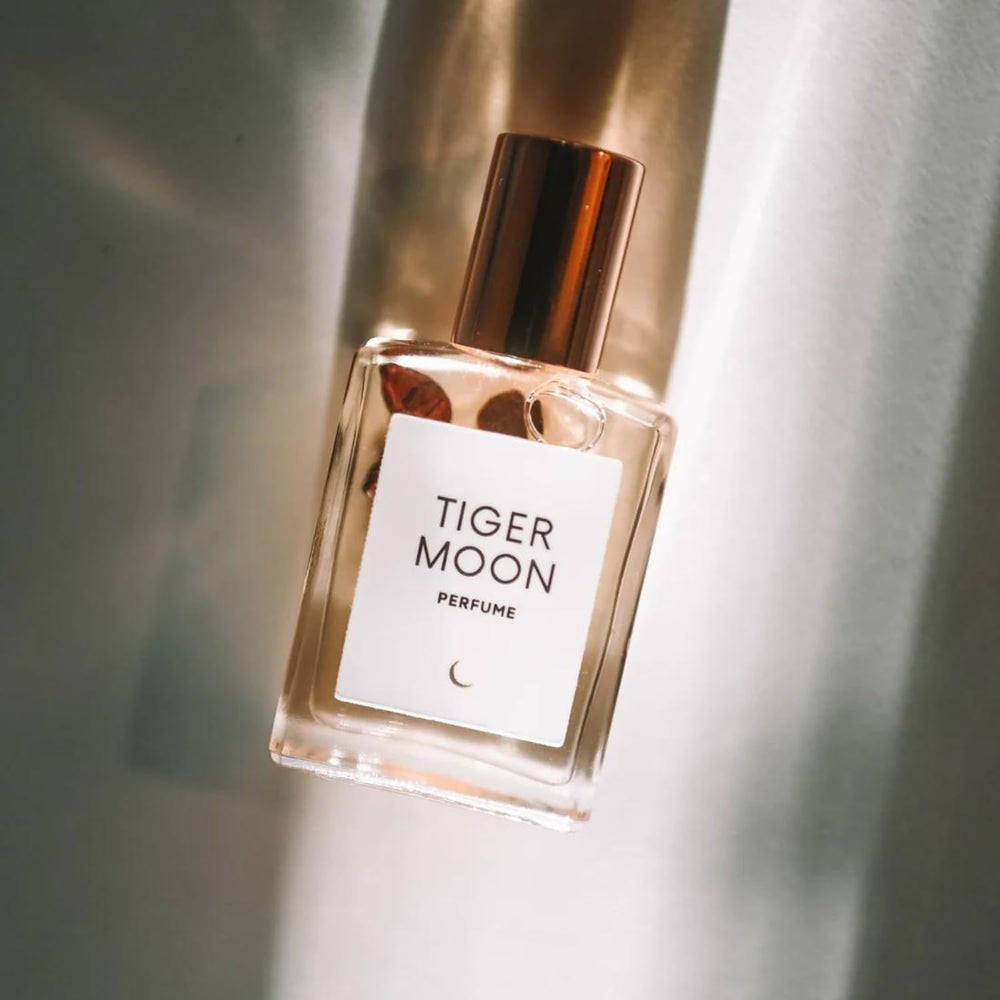 Olivine Atelier Tiger Moon perfume oil bottle front for long lasting fragrance.