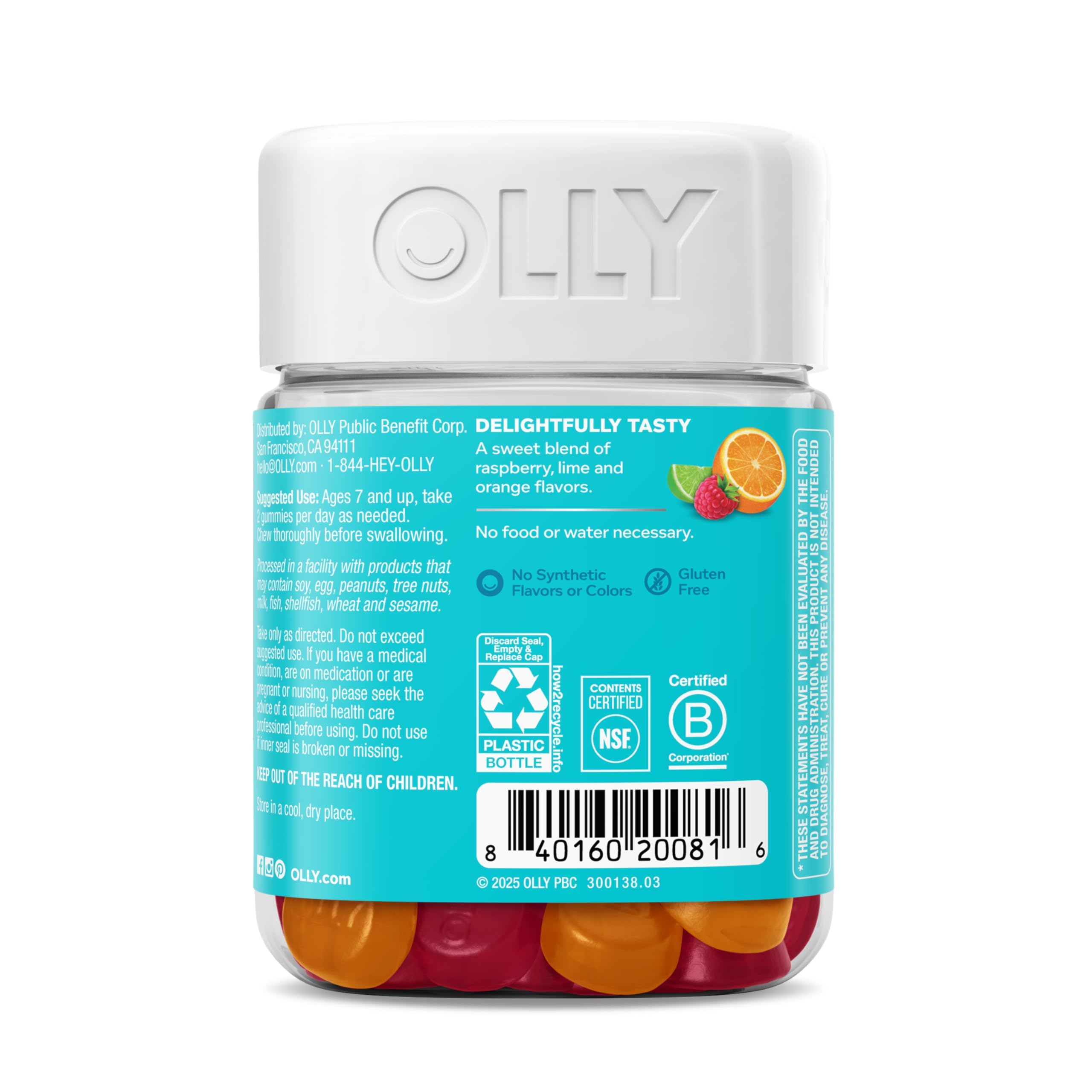 Lemon Balm element shown with OLLY Kids Chillax for traditional soothing cues.