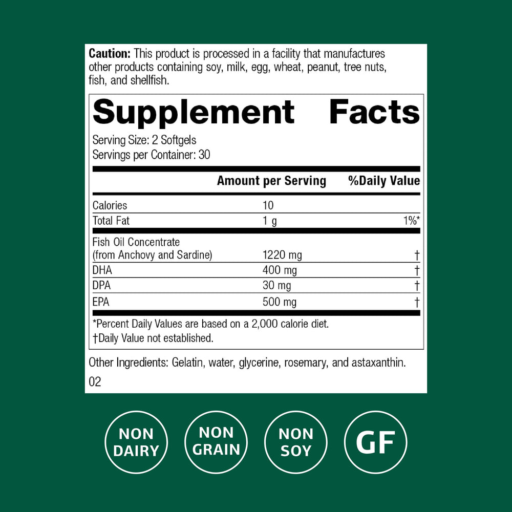 Olprima EPA|DHA omega-3 softgels close-up highlighting easy daily intake.