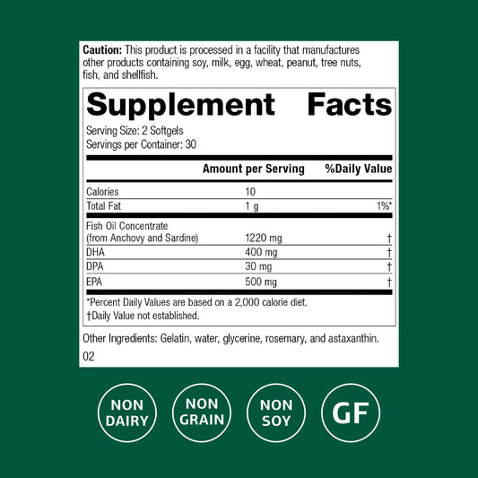 Olprima EPA|DHA omega-3 softgels close-up highlighting easy daily intake.