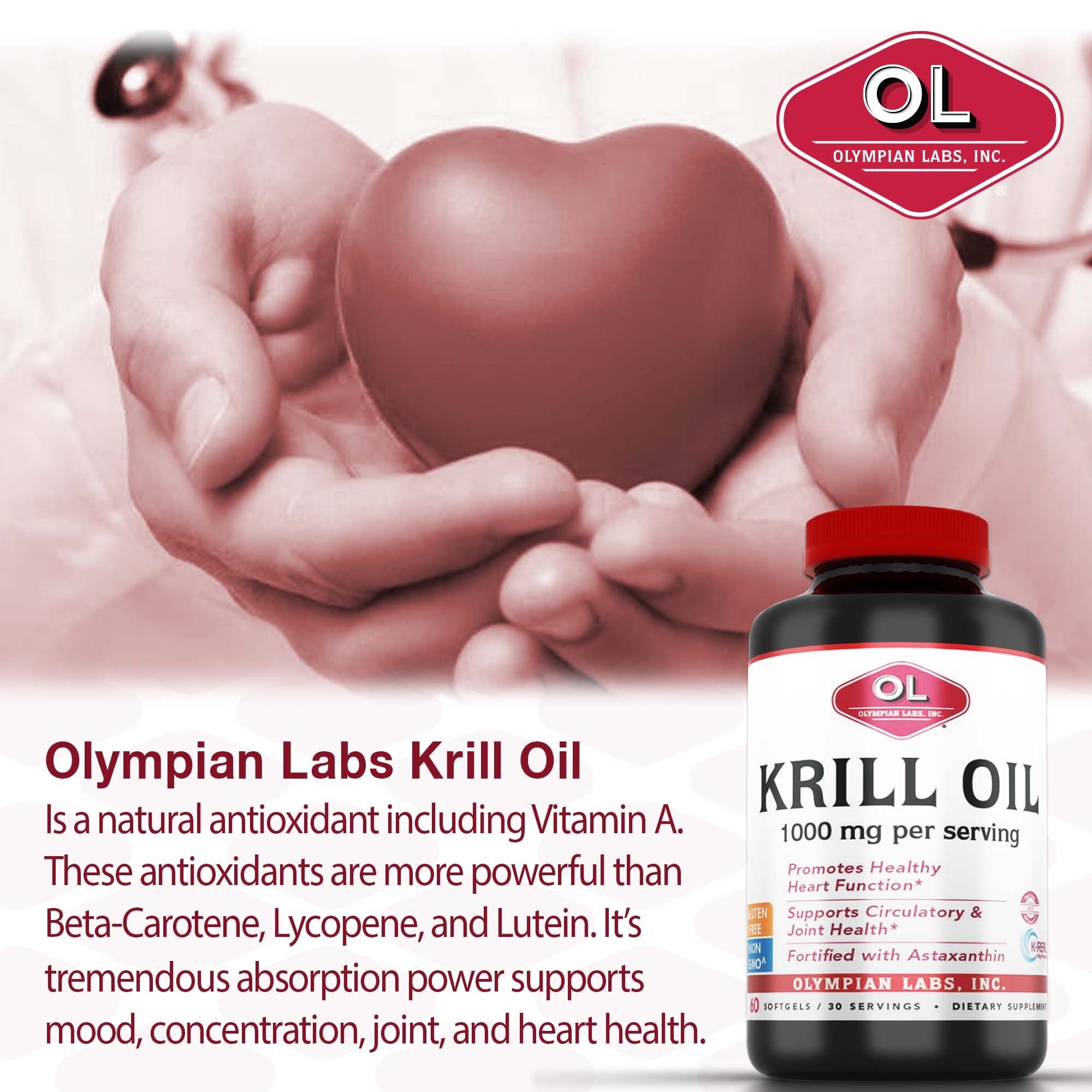 Olympian Labs Krill Oil capsules with smooth, burp-free delivery.