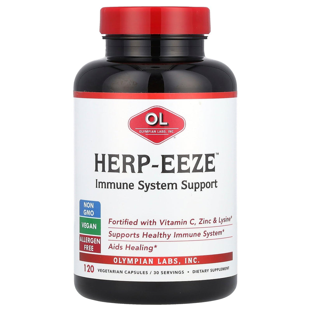Olympian Labs Herp-eeze Next Generation bottle supports daily immune wellness.