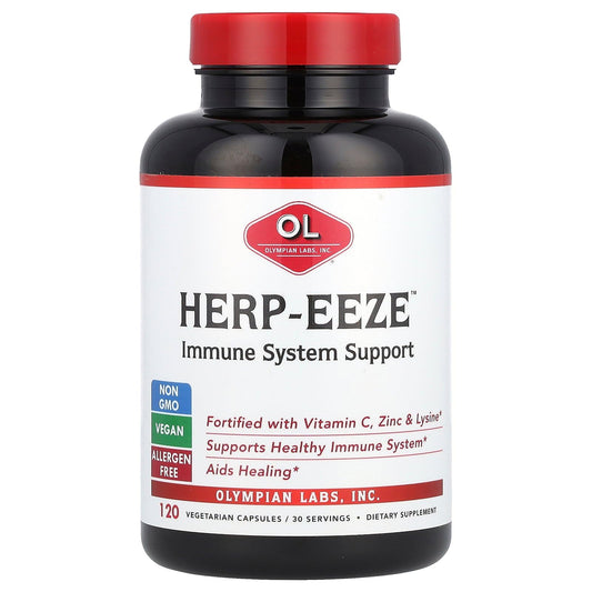 Olympian Labs Herp-eeze Next Generation bottle supports daily immune wellness.