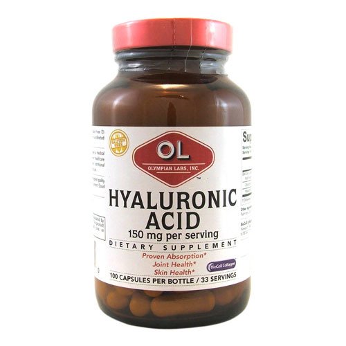 Olympian Labs Hyaluronic Acid 150mg capsules illustrate convenient daily support for connective tissue.