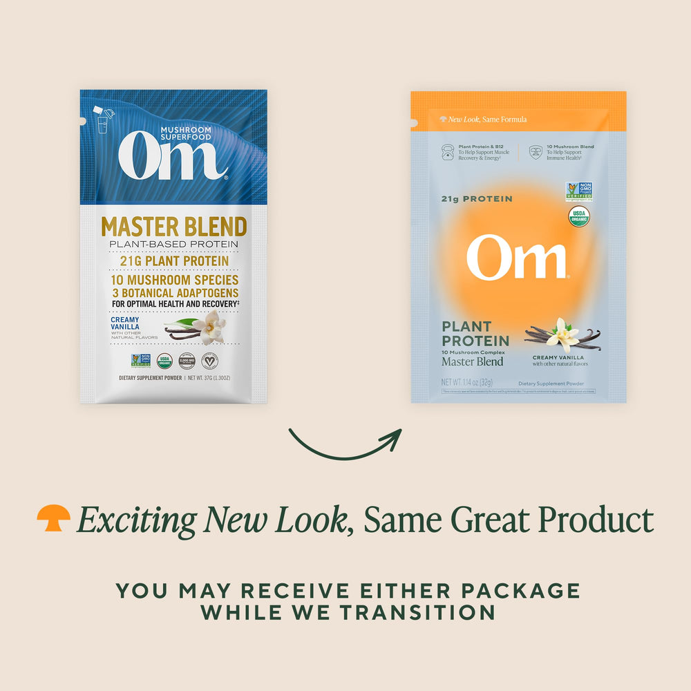 OM MUSHROOM beta-glucans powder close-up emphasizing wellness support