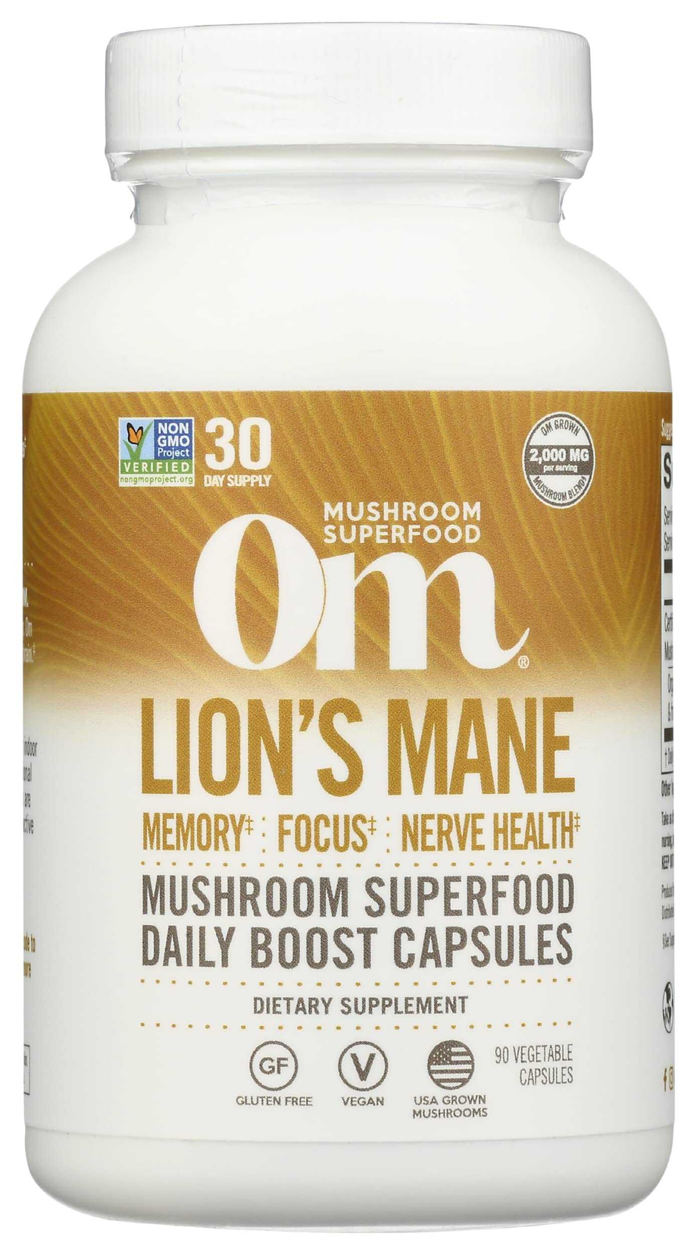 OM Mushroom Superfood Lion's Mane capsules for memory and focus.