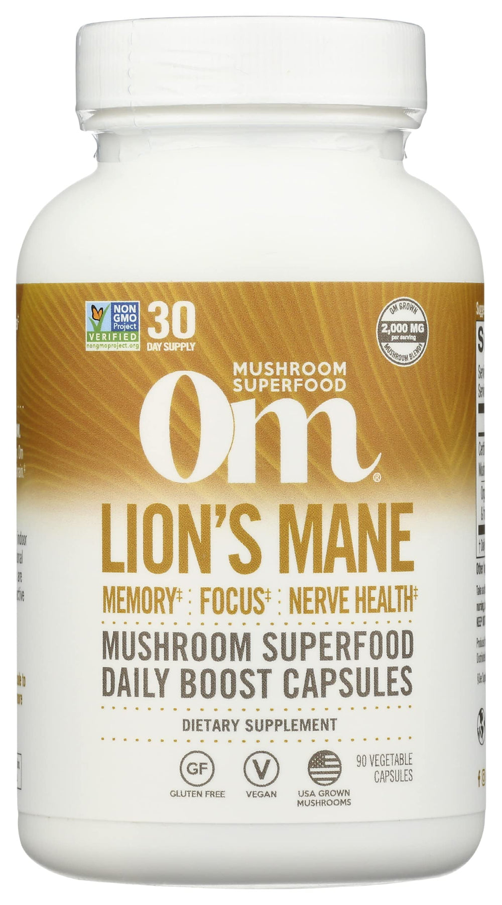 OM Mushroom Superfood Lion's Mane capsules for memory and focus.