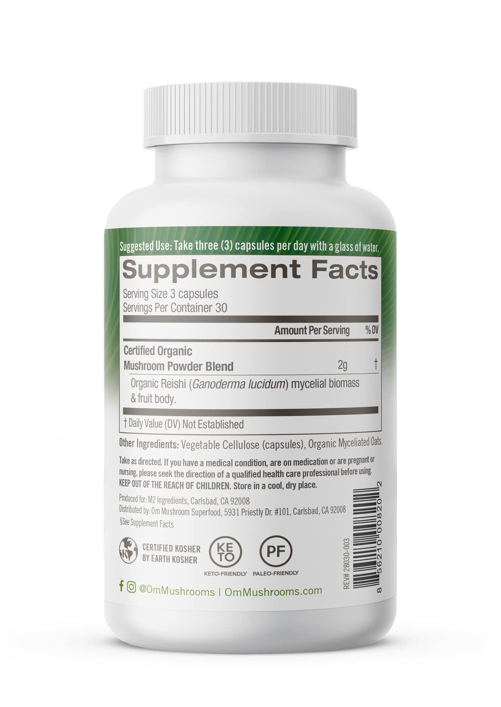 OM Mushroom Superfood Reishi capsules USA grown