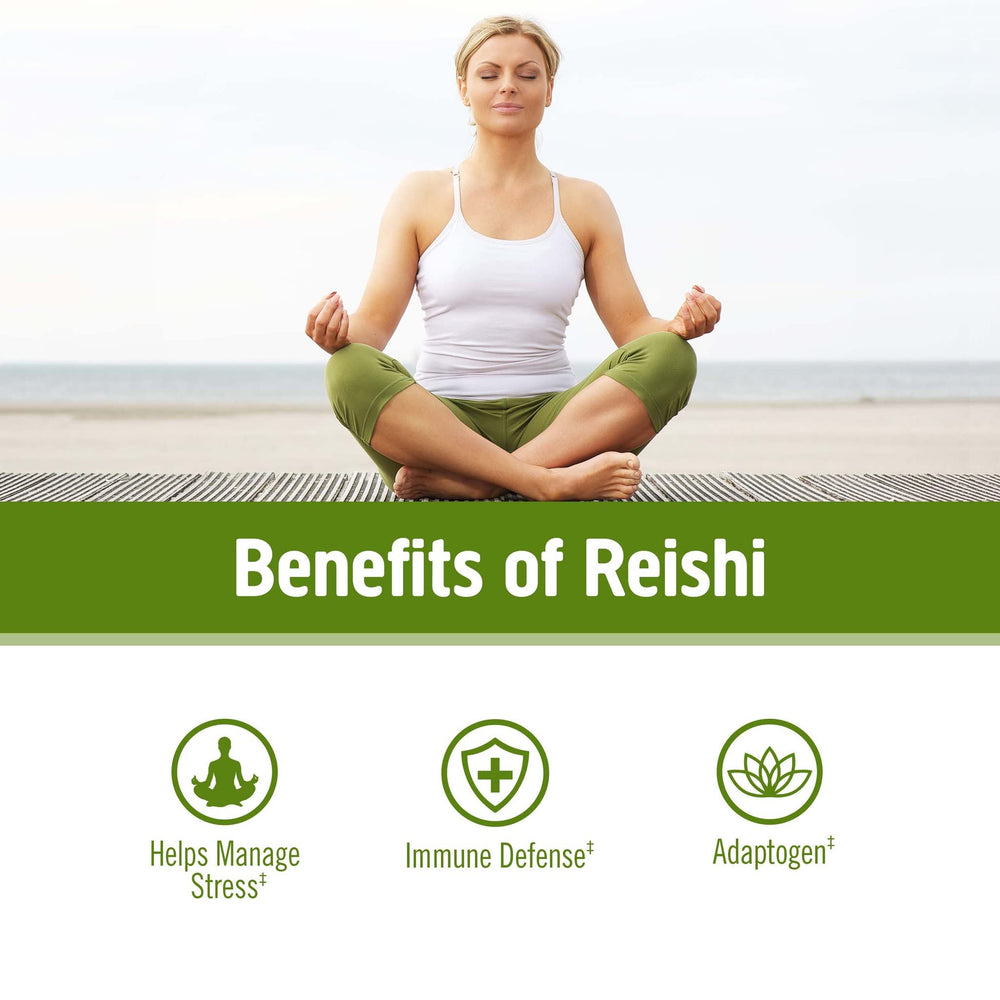 OM Mushroom Reishi powder bottle label shows organic certification