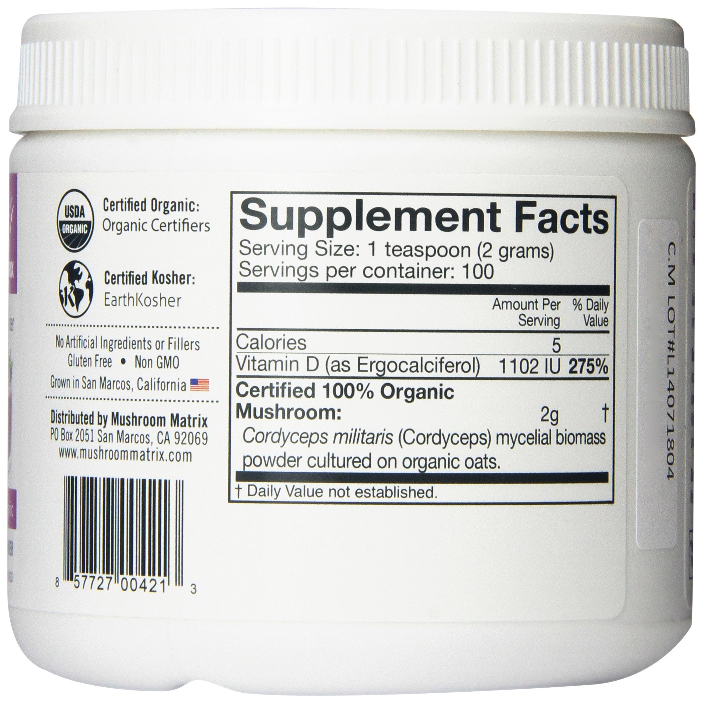 Om Mushroom Superfood Cordyceps powder pour for quick mix and daily vitality