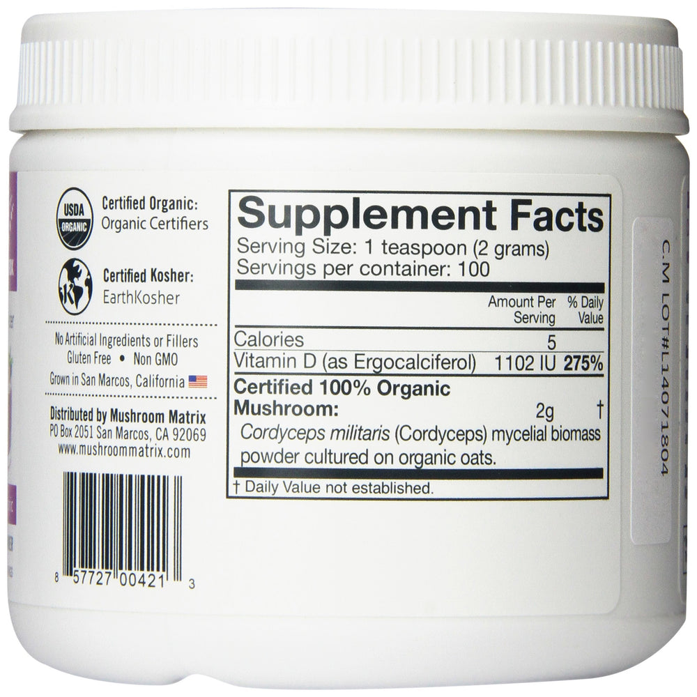 Om Mushroom Superfood Cordyceps powder pour for quick mix and daily vitality
