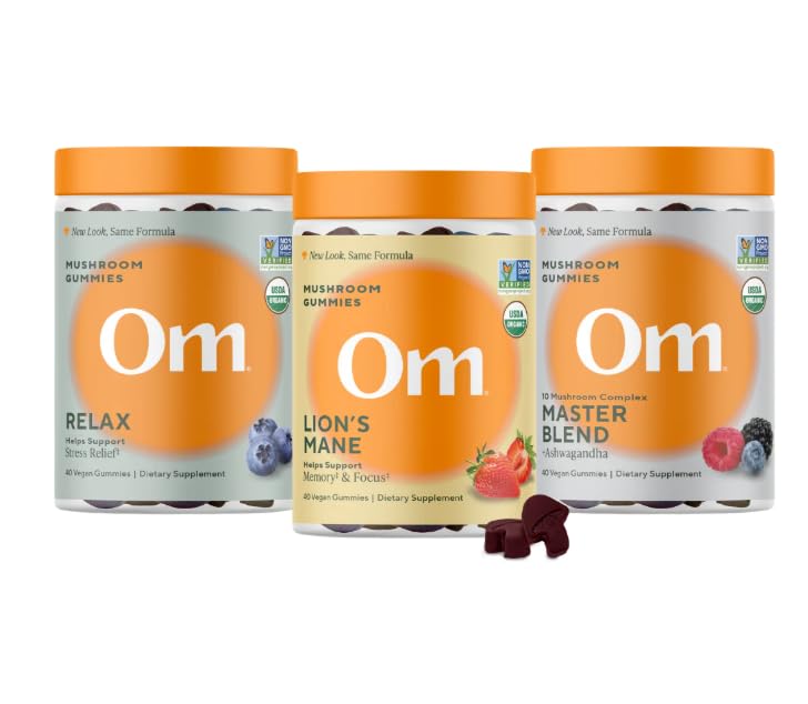 OM Mushroom Superfood Lions Mane Focus gummies bottle for daily mental clarity
