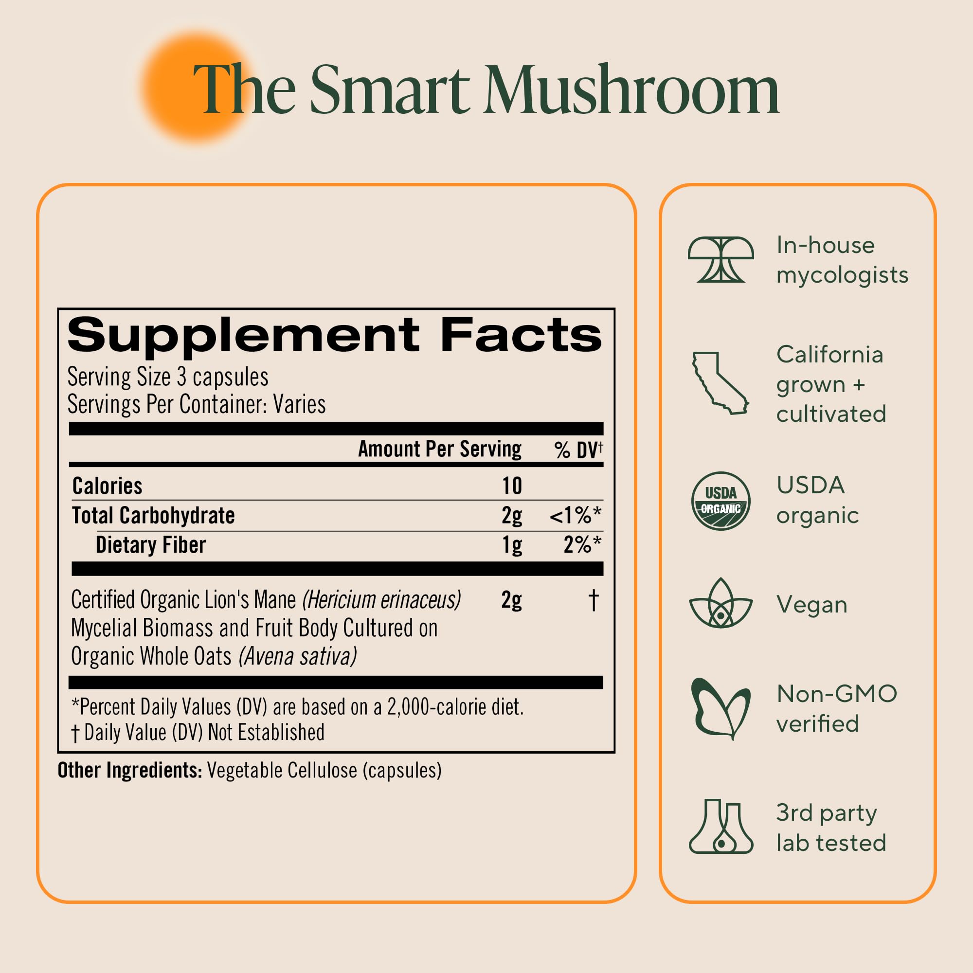 OM MUSHROOM SUPERFOOD lions mane packaging on shelf emphasizing organic wellness
