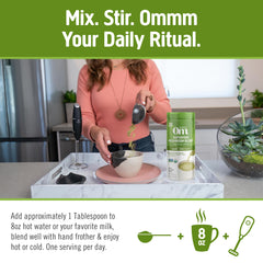 Oat milk powder base in OM Mushroom Superfood Matcha Latte for creamy texture