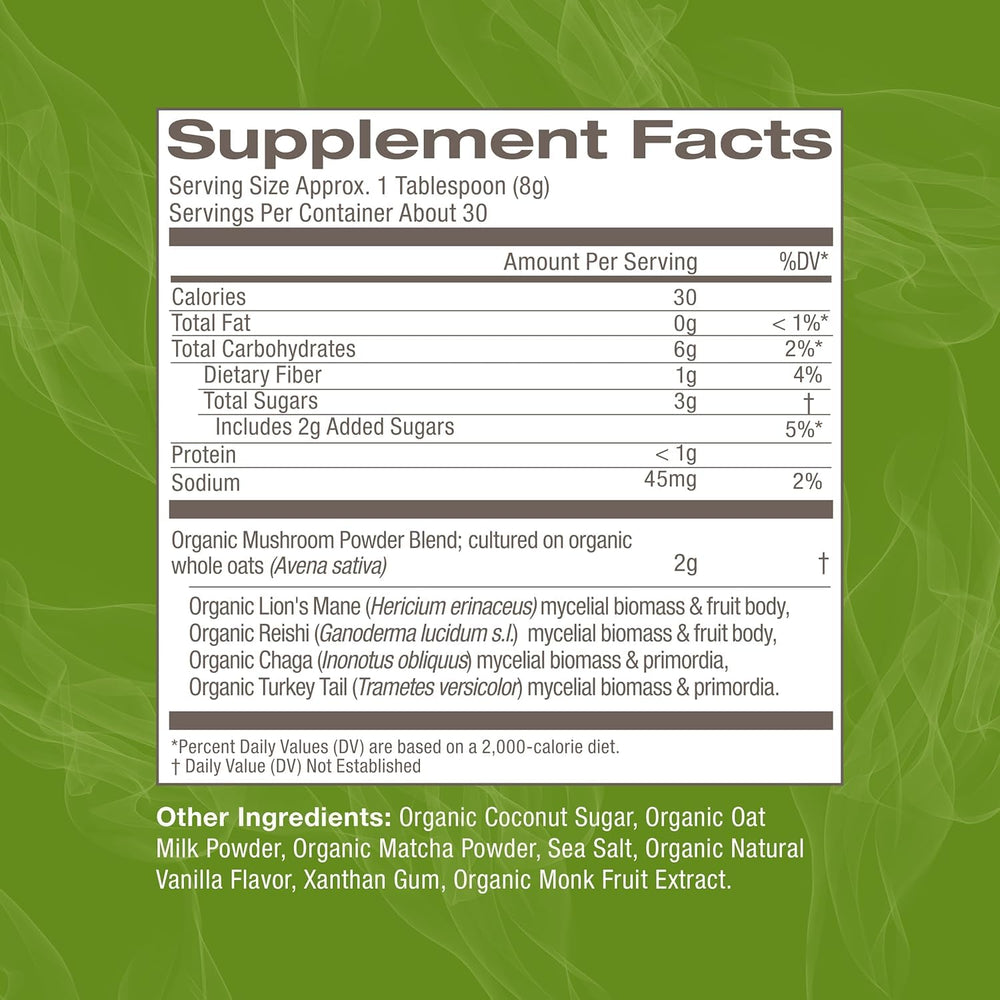 Scoop from OM Mushroom Superfood Matcha Latte for precise portions