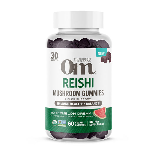 OM Mushroom Superfood Reishi Gummies Watermelon Dream pack for daily immune support and balance