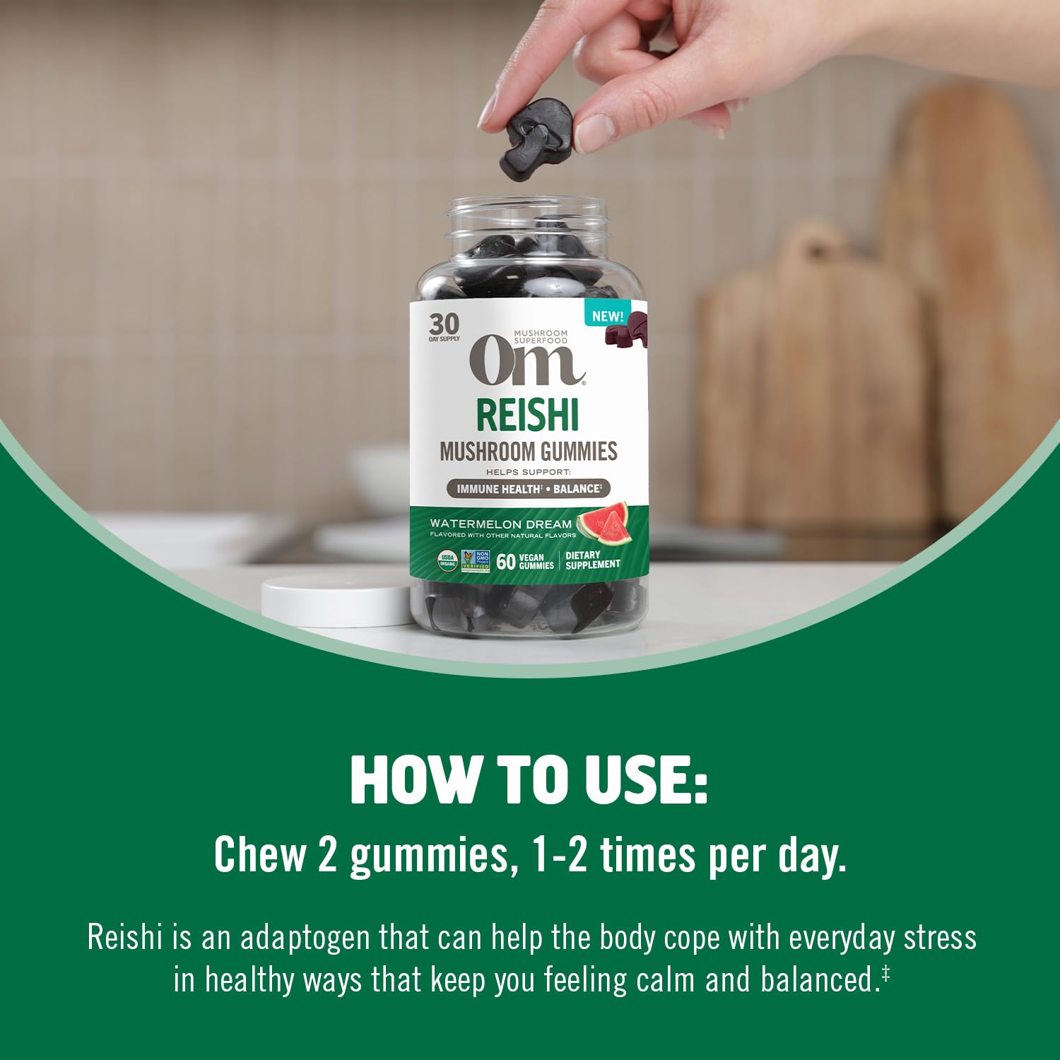 OM Mushroom Superfood Third-party tested label confirms purity and potency
