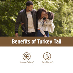 Om Mushroom Turkey Tail powder stirred into coffee for easy immune support.