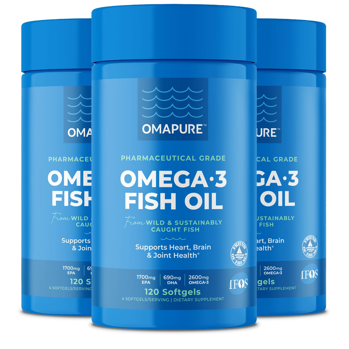 OMAPURE three-bottle pack shown to support daily omega-3 routines.